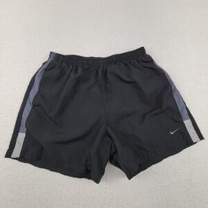 Nike Dri-FIT Running Shorts Mens Medium Black‎ Gray Reflective Trim Athletic Gym